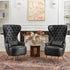 Letitia Faux Leather Wingback Chair - Black Accent Chair | Decorative Faux Leather Chairs | Kinwell Furniture | Modern Wingback Accent Chairs
